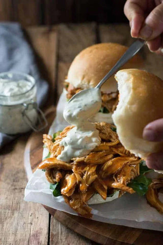 Slow Cooker Honey Buffalo Chicken Sliders